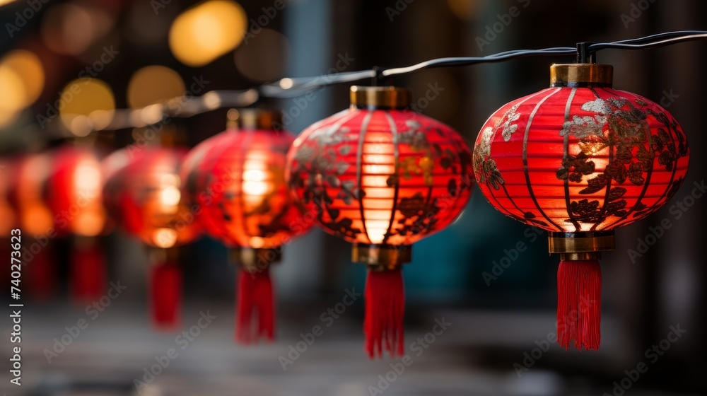 Fototapeta premium Chinese New Year Celebrations and red Lantern Festival night