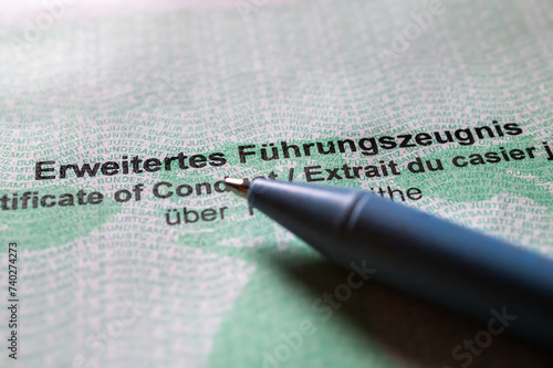 Erweiteres Führungszeugnis zur Vorlage beim Arbeitgeber oder zum Jugendschutz in Vereinen
