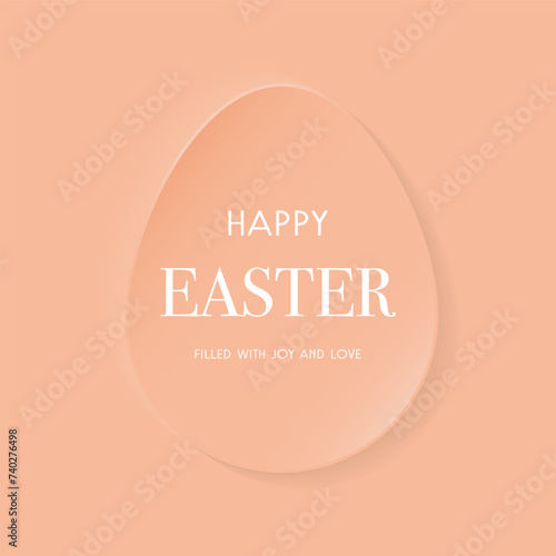 Easter greeting card with paper cut egg. Modern background. Vector illustration