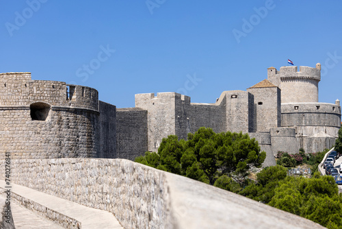 Minceta, fortified tower on City Walls surrounding the mediaval old city, Dubrovnik, Croatia photo