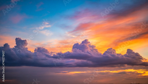 Abstract vivid sunset sky  a dynamic blend of warm hues  evokes emotions of tranquility and wonder