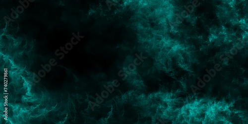Abstract sea green watercolor hand painted watercolor. Grunge marbled pattern and rough paint brush strokes in Teal color powder explosion, isolated on dark cosmic powder Scattered Copy Space messy