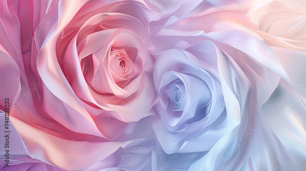 Ethereal Bloom: Abstract Rose Background in Two Colors on Blue and Pink_Generative AI Ethereal Bloom: Abstract Rose Background in Two Colors on Blue and Pink_Generative AI