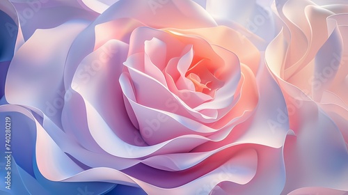 Ethereal Bloom: Abstract Rose Background in Two Colors on Blue and Pink_Generative AI