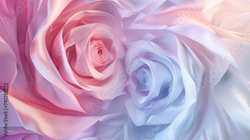 Ethereal Bloom: Abstract Rose Background in Two Colors on Blue and Pink_Generative AI