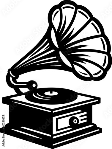 old gramophone isolated on white