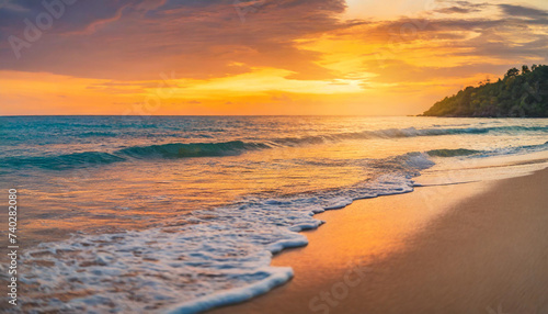 sandy beach  panoramic seascape  inspiring tropical horizon