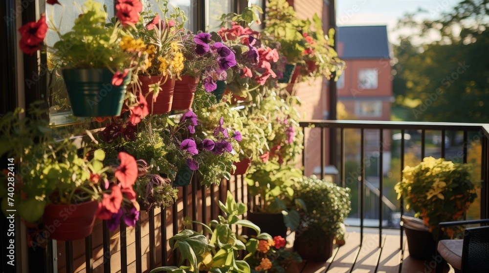 A Balcony With Potted Plants and Chairs