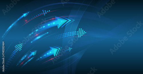 Abstract high-tech background with arrows and glowing lines. Vector illustration for a banner or presentation on the theme of technology, science, and medicine. Modern technological design. photo