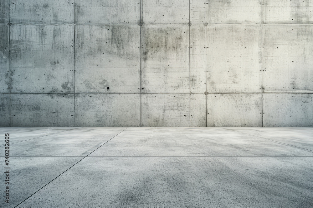 Wide blank concrete textured wall and floor. Generative AI Wide blank concrete textured wall and floor. Generative AI
