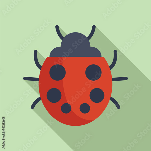 Flower ladybug icon flat vector. Adorable insect. Forest garden creature