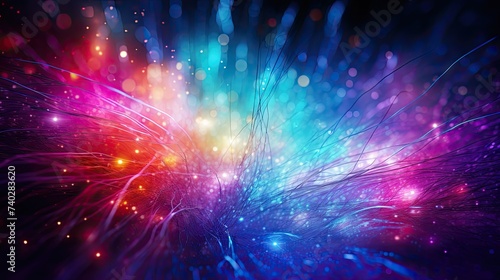 Vibrant Illumination: Abstract Fiber Optics Background with Dynamic Colorful Lights and Lines