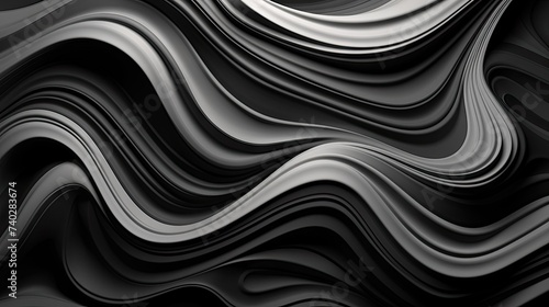 Dynamic Monochrome Abstract Art with Fluid Curves and Wavy Lines for Graphic Design Projects