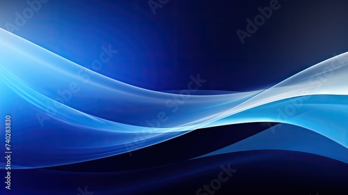Dynamic Blue and White Waves Flowing on a Mysterious Black Background