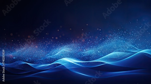 Vibrant Blue Abstract Waves - A Mesmerizing Digital Background of Dynamic Particles and Light Effects