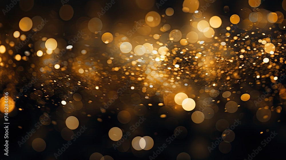 Glistening Golden Bokeh Lights Creating a Magical Background of Elegance and Charm