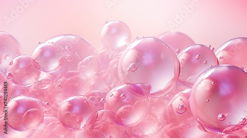 Vibrant Pink Soap Bubbles Floating in a Dreamy Abstract Background