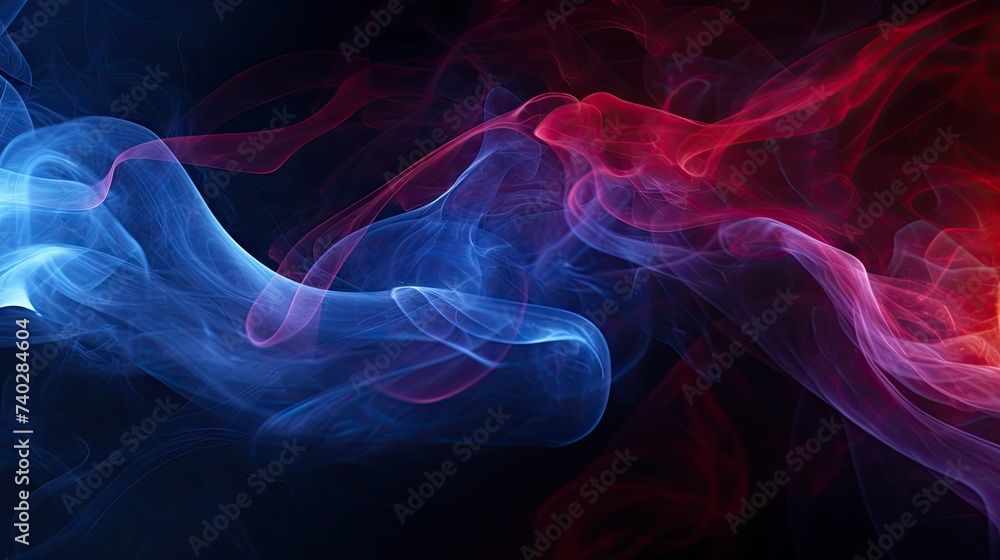 Dynamic Red and Blue Smoke Swirls Creating a Vibrant Abstract Background