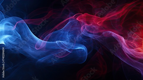Dynamic Red and Blue Smoke Swirls Creating a Vibrant Abstract Background