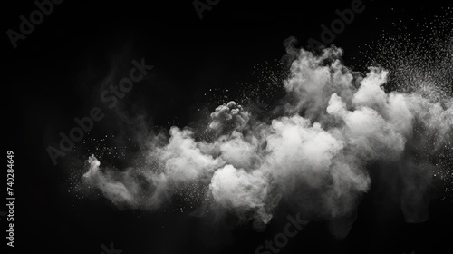 Ethereal Eruption: White Smoke Whirling in Dramatic Dark Background