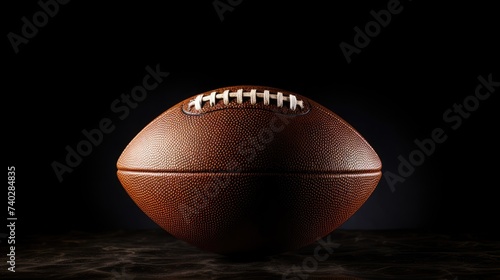 Vibrant American Football Ball Aglow on a Mysterious Black Background