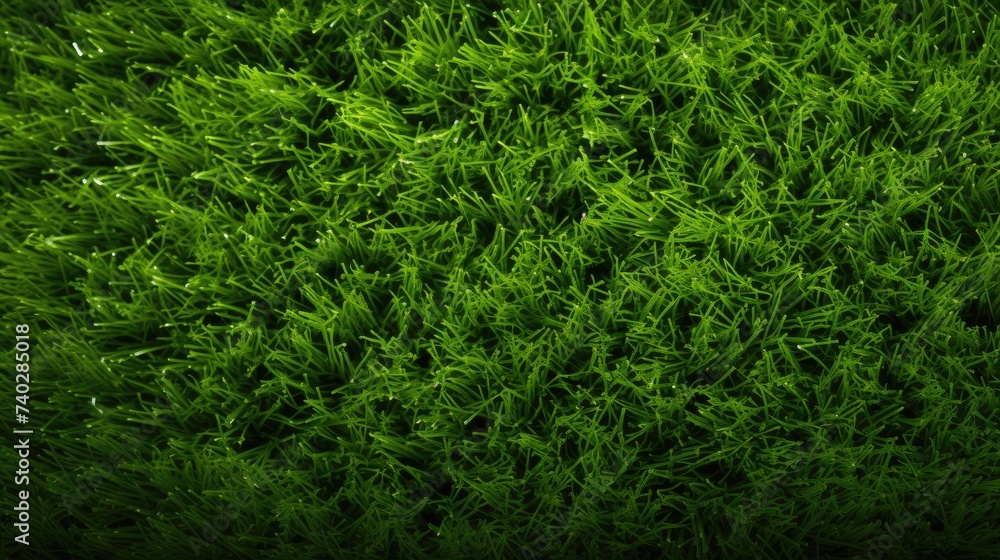 Vibrant Green Synthetic Turf Close-Up Background Field - Lush Artificial Lawn for Sports and Outdoor Recreation - obrazy, fototapety, plakaty 