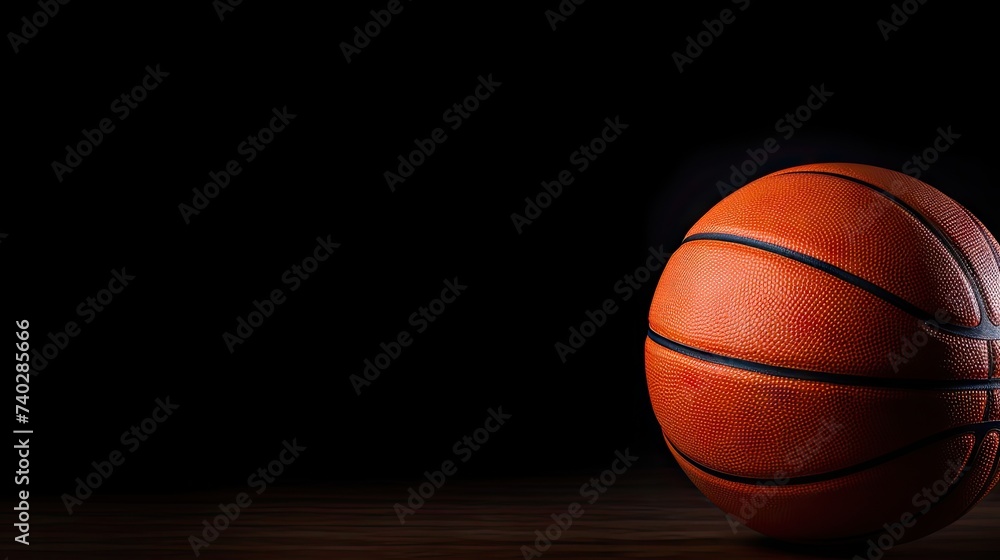 Obraz premium Basketball Ball Resting on Rustic Wooden Table - Sports Equipment Concept