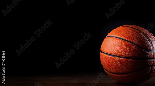 Basketball Ball Resting on Rustic Wooden Table - Sports Equipment Concept