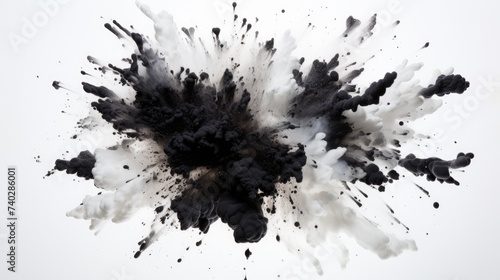 Dynamic Black Powder Explosion in a Striking White Background