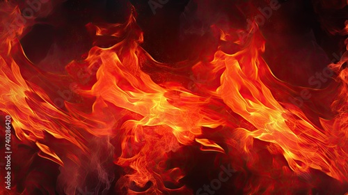 Dynamic Fire Flames Illuminating a Dark Background with Intense Heat and Energy