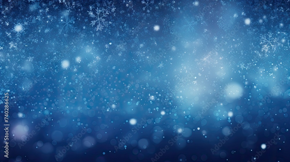 Elegant Blue Christmas Background with Delicate Snowflakes for Festive Holiday Design