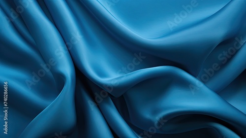 Ethereal Beauty of Rippling Blue Silk Fabric Textile Background