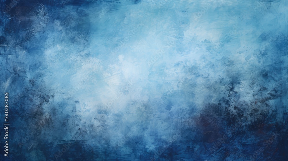 Dynamic Blue and White Abstract Painting with Intriguing Textures and Depths