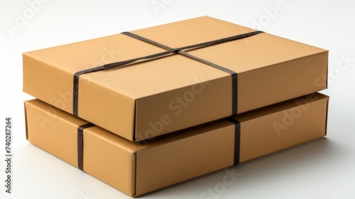 Assorted cardboard shipment boxes for home delivery, open and closed mockups on isolated background.