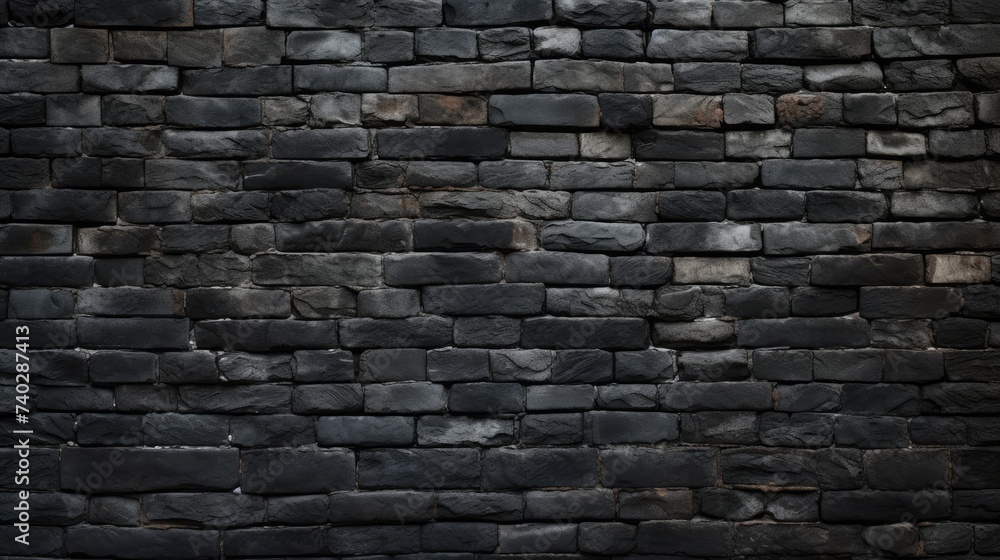 Modern Black Stone Patterned Brick Wall for Contemporary Background Design