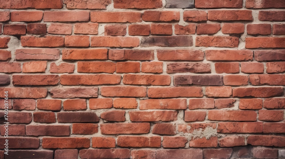 Fototapeta premium Vibrant Red Brick Wall Texture Background with Authentic Vintage Flair