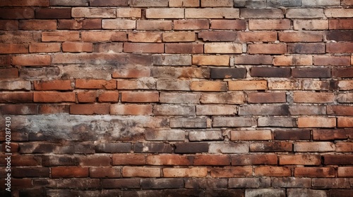 Single Red Brick Standing Out on Aged Brick Wall in Urban Setting