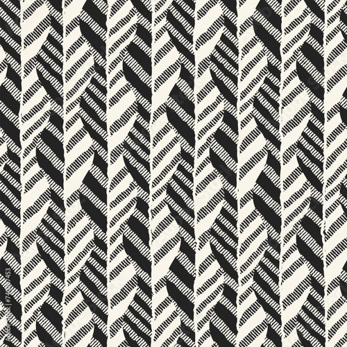 Monochrome Wavy Herringbone Textured Pattern