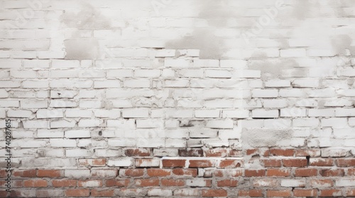 Rustic Brick Wall with Fresh White Paint - Vintage Background Texture in Urban Setting