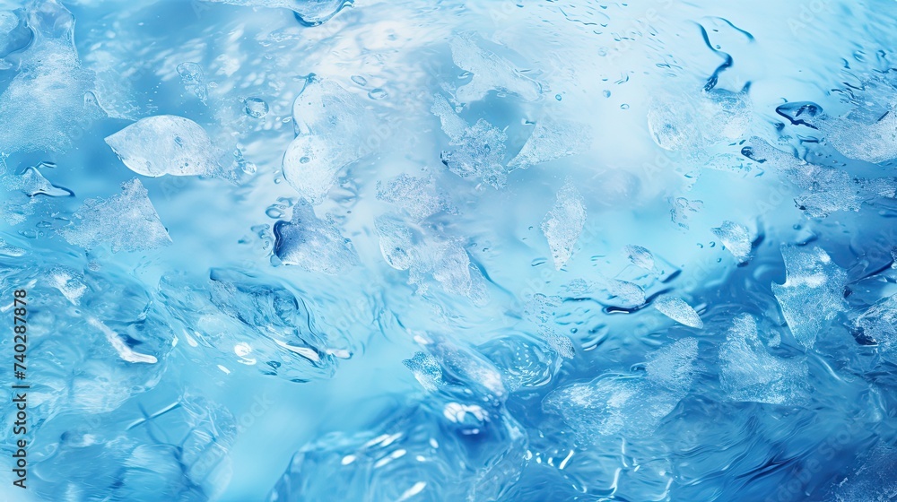 Mesmerizing Water Bubbles Dance in a Vivid Blue Winter Ice Background