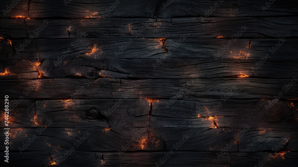 Eerie Charred Wood Texture Illuminated by Fiery Embers and Flames Stock ...