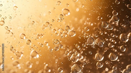 Abstract Close-Up of Champagne Bubbles: Elegant Frothy Background with Bubbles and Foam Texture photo