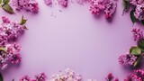 Lilac Blossoms Arranged on a Soft Purple Background for Spring