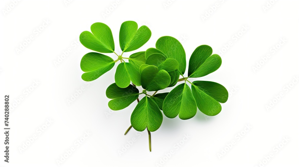 Vibrant Green Clover Leaf Symbolizing Luck and Growth on a Clean White Background Vibrant Green Clover Leaf Symbolizing Luck and Growth on a Clean White Background