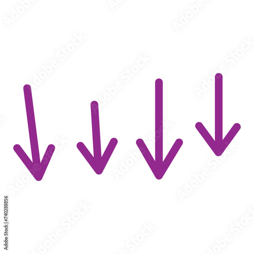 Four arrow pointing down purple. Vector illustration. Eps file 431.