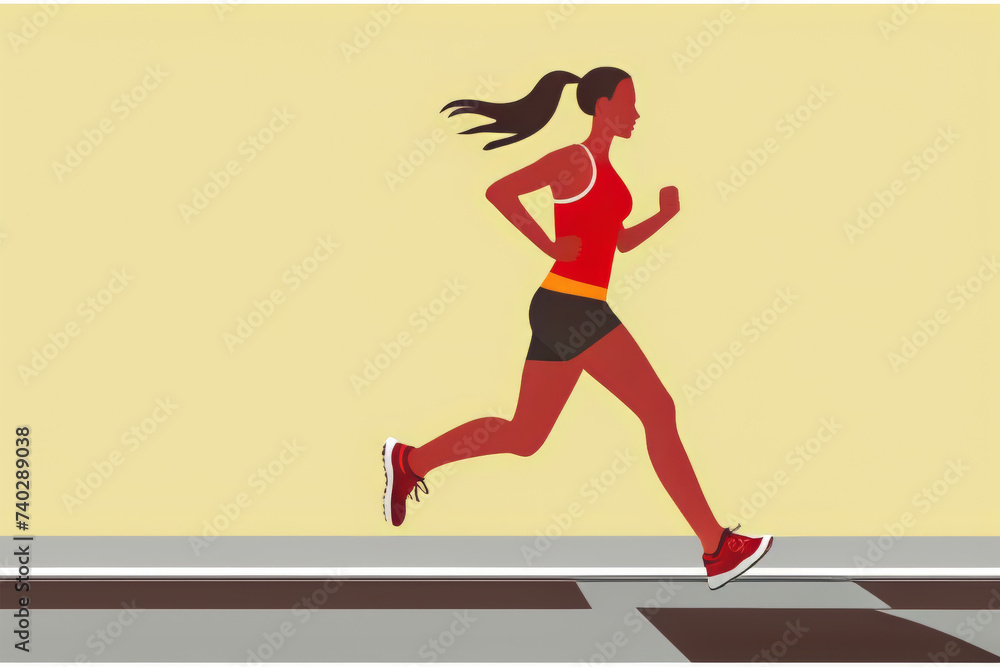Energetic Pursuit: Woman Running with Determination