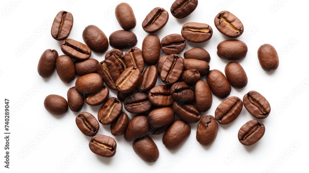 Naklejka premium Rich Aroma of Freshly Roasted Coffee Beans against Clean White Background