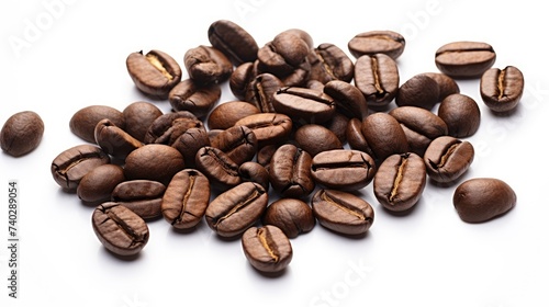 Rich Aroma of Roasted Coffee Beans in a Fresh White Background Setting