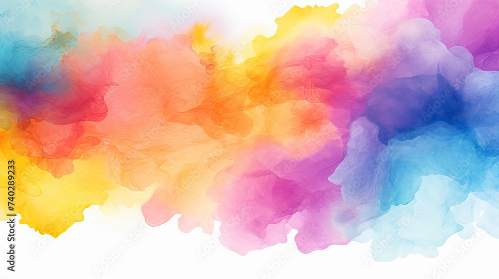 Vibrant Watercolor Painting in Various Hues on a White Background - Creative Artistic Abstract Concept