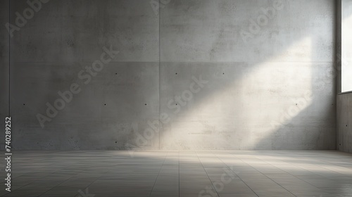 Minimalist Concrete Room with Natural Light Streaming Through Window © StockKing